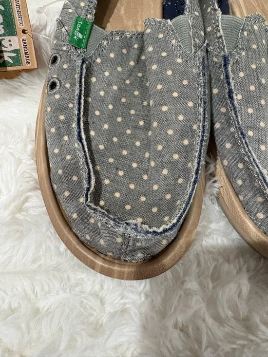 Sanuk Blue Canvas Polka Dot Slip-Ons - Picture 6 of 7